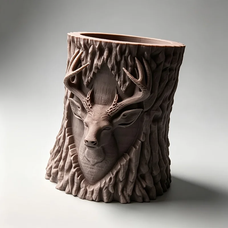 Three-dimensional relief deer head pen holder ornament, Nordic Mori office desktop stationery storage, meaning craft gifts