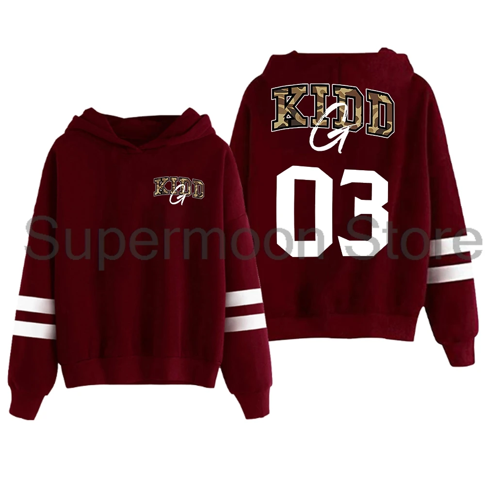 Kidd G KG هوديي 2025 جولة حول العالم بدون جيوب قضبان متوازية كم ملابس الشارع الشهير النساء الرجال قمصان سويت شيرت بقلنسوة