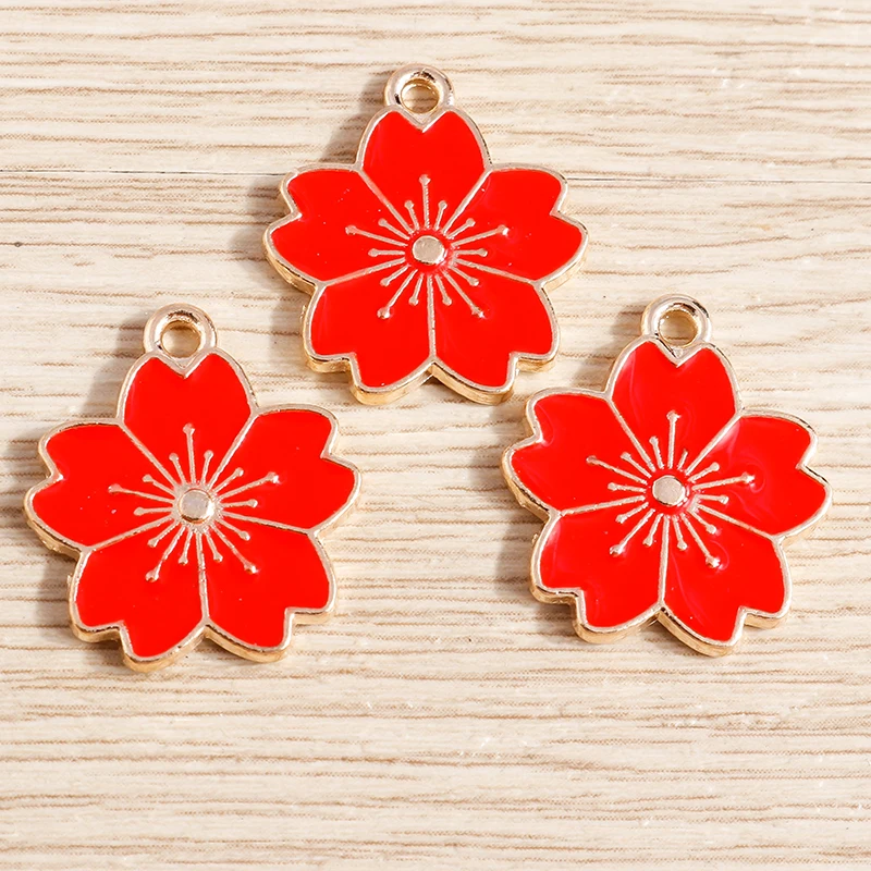 10 Stück Modische Bunte Emaille-Blumenanhänger für Schmuckherstellung, Ohrringe, Halsketten, Armbänder, DIY-Bastelzubehör – Detail 3