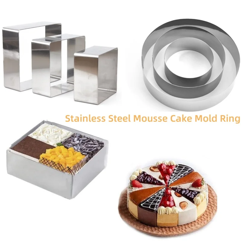 

Cake Ring Mold Round Square Shape Stainless Steel Reusable DIY Baking Tool Mousse Circle Kitchen Gadget Pastry Accessories