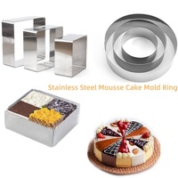 Cake Ring Mold Round Square Shape Stainless Steel Reusable DIY Baking Tool Mousse Circle Kitchen Gadget Pastry Accessories