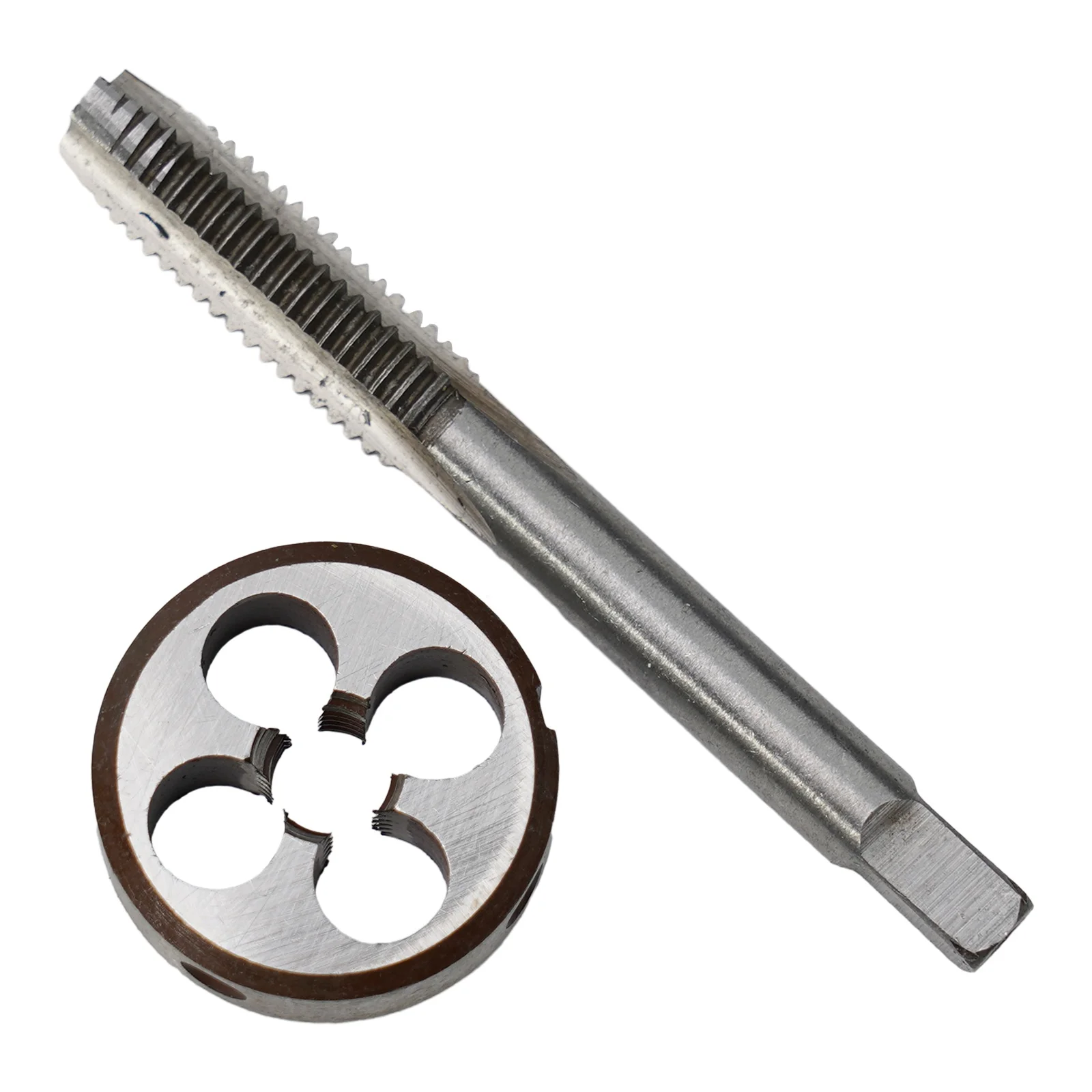 HSS M8 X 1.25mm Standard Machine Tap Straight Groove Tap Circular Plate Die Hand Tool Set Round Tapping Die Tapping Thread Kit