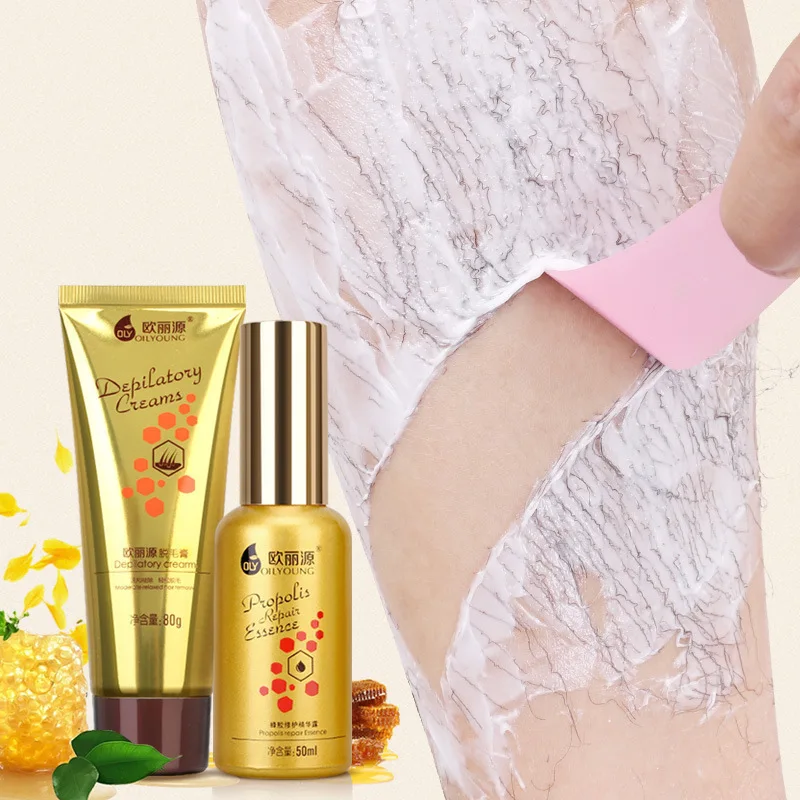 

Hair Removal Cream 80g+50ml Essence Set Propolis Gentle Hair Removal Cream Remove Armpit and Leg Hair Propolis Repair Essence