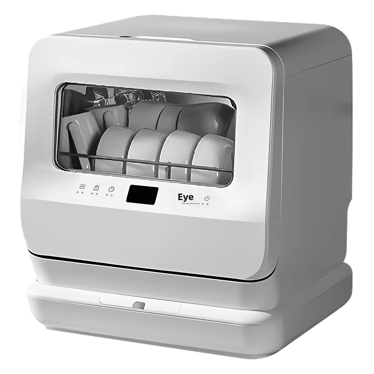 Electric Household Kitchen Portable Desktop 6-Place Setting Compact Smart Mini Dishwasher, Microcomputer-Controlled