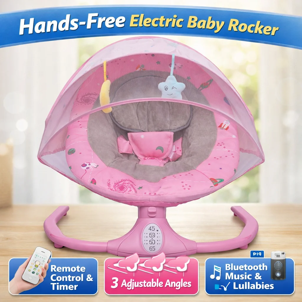 Chaise berçante électrique pour bébé avec télécommande, angle et vitesse réglables, musique Bluetoot