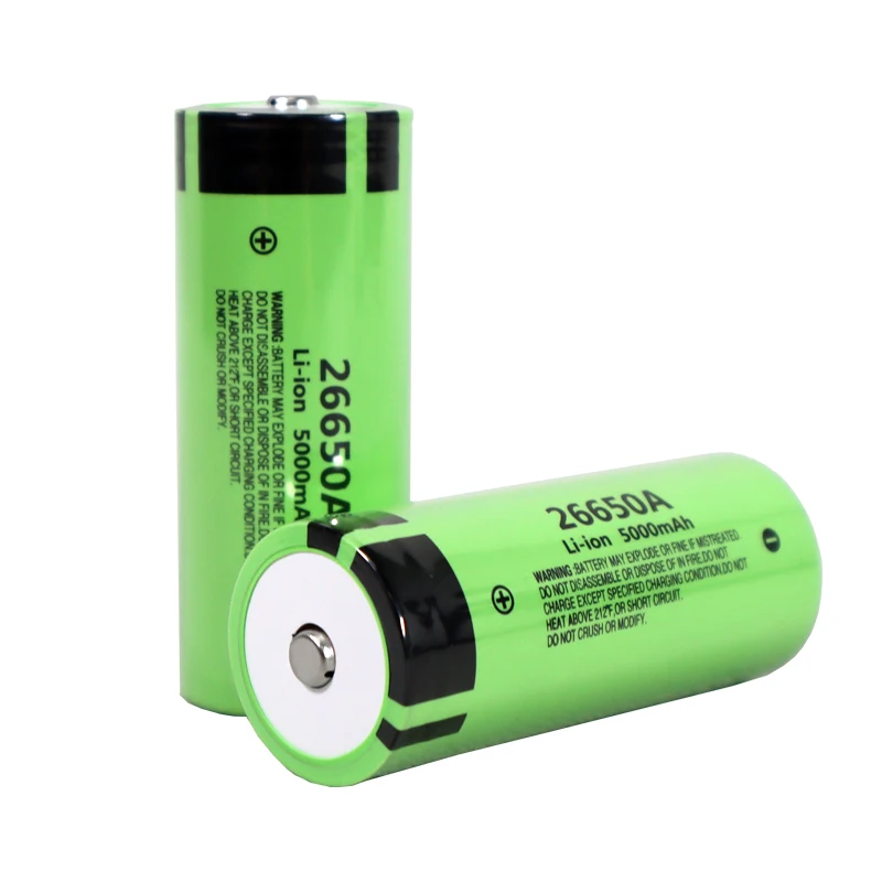 26650A 5000mAh 20A 3.7V Bateria de lítio recarregável adequada pontiaguda (SEM PCB) para lanterna