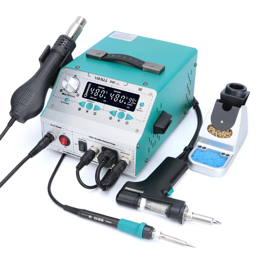 YIHUA 948-II 4 in 1 SMD Smart Hot Air Desoldering Automatic Sleep Suction Tin Soldering Iron Rework Stations view 2
