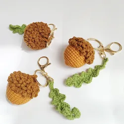 Unique Acorn Crochet Keychain Knitting Acorn Pendant Car Keys Keychain Cute Radish Keyrings Wholesale Knit Vegetable Accessoies