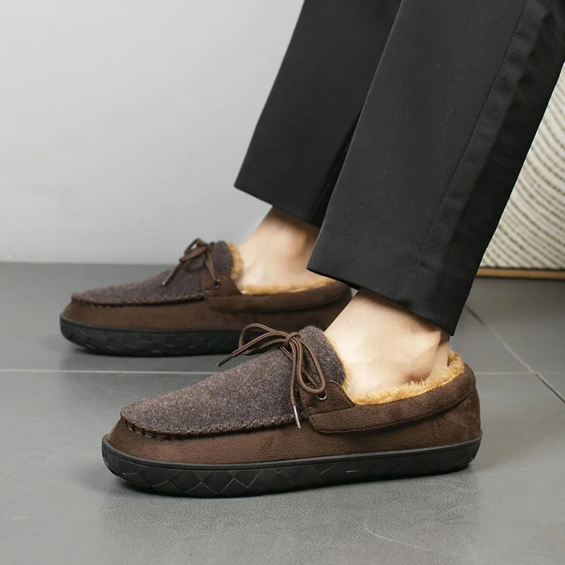 أحذية قطنية دافئة للرجل أحذية الشتاء الحمام المنزل النعال الناعمة أفخم عدم الانزلاق في الهواء الطلق أحذية خفيفة بدون كعب للرجل حجم كبير 49 50 #3