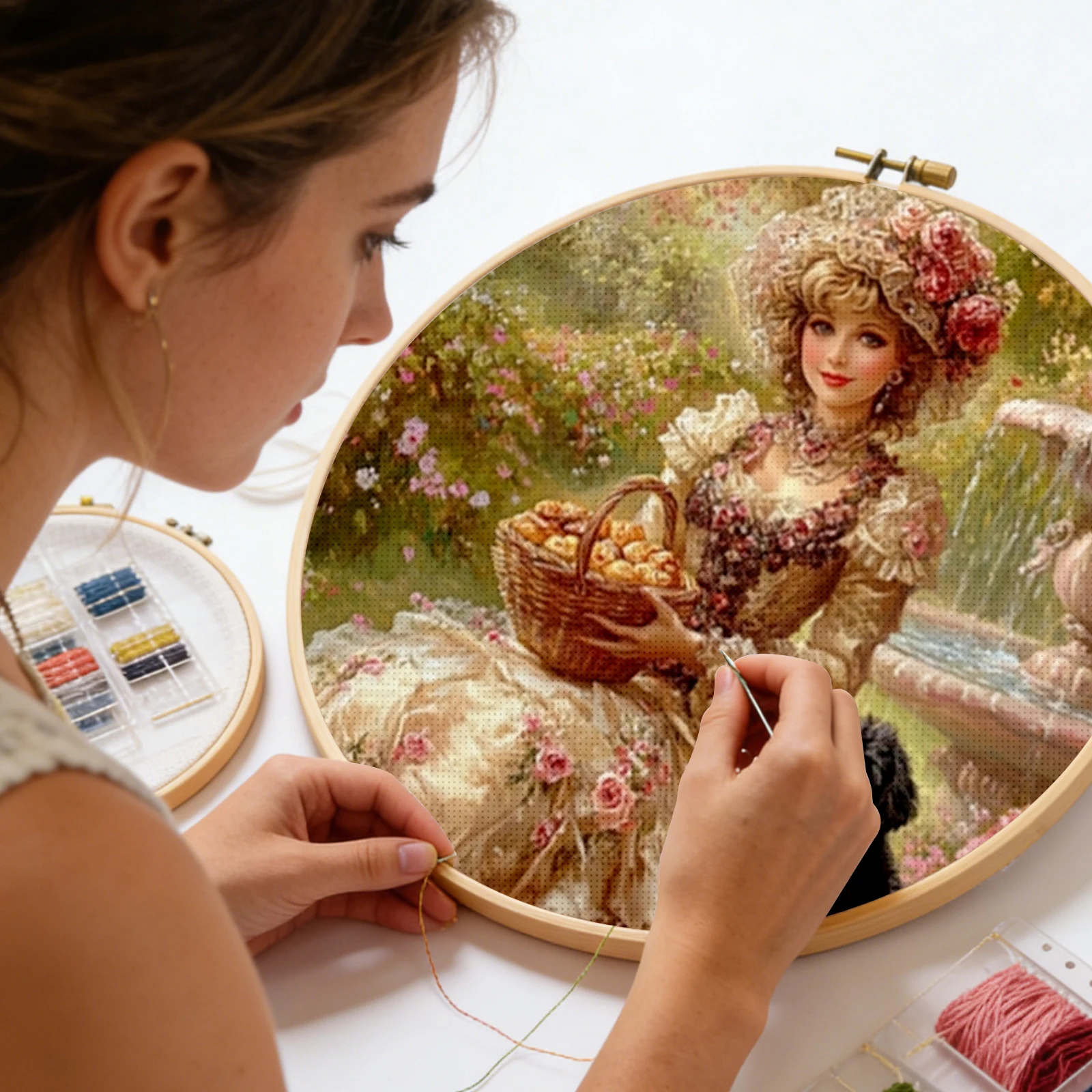 Girl Full 11CT DIY Stamped Pri - Cross Stitch Stamped Kits Beginners ulasan dan harga