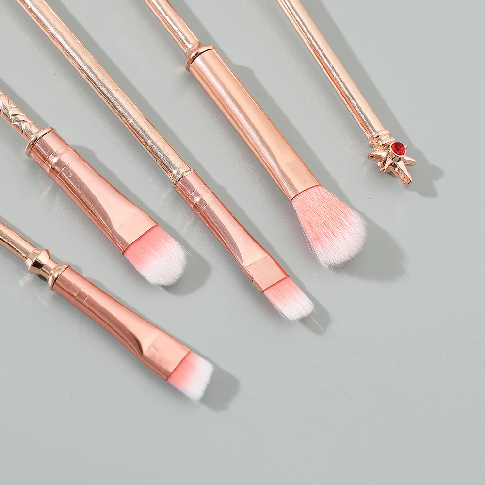 5 pièces/ensemble carte Captor Sakura poignée en métal doux moelleux pinceau de maquillage Anime cosmétiques poudre brosse rose fard à paupières brosse à sourcils