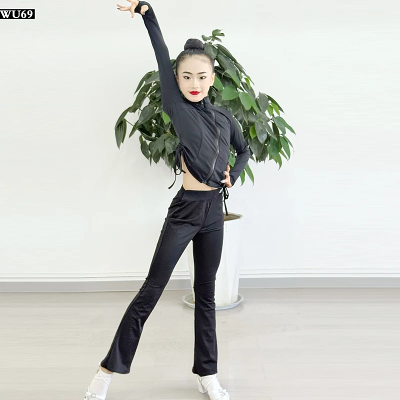 ชุดฝึกซ้อมเต้นละตินสำหรับเด็กผู้หญิง ชุดฝึกซ้อมการแสดงเต้นสำหรับเด็กคุณภาพสูงแบบใหม่ ชุดกางเกงแยกชิ้น