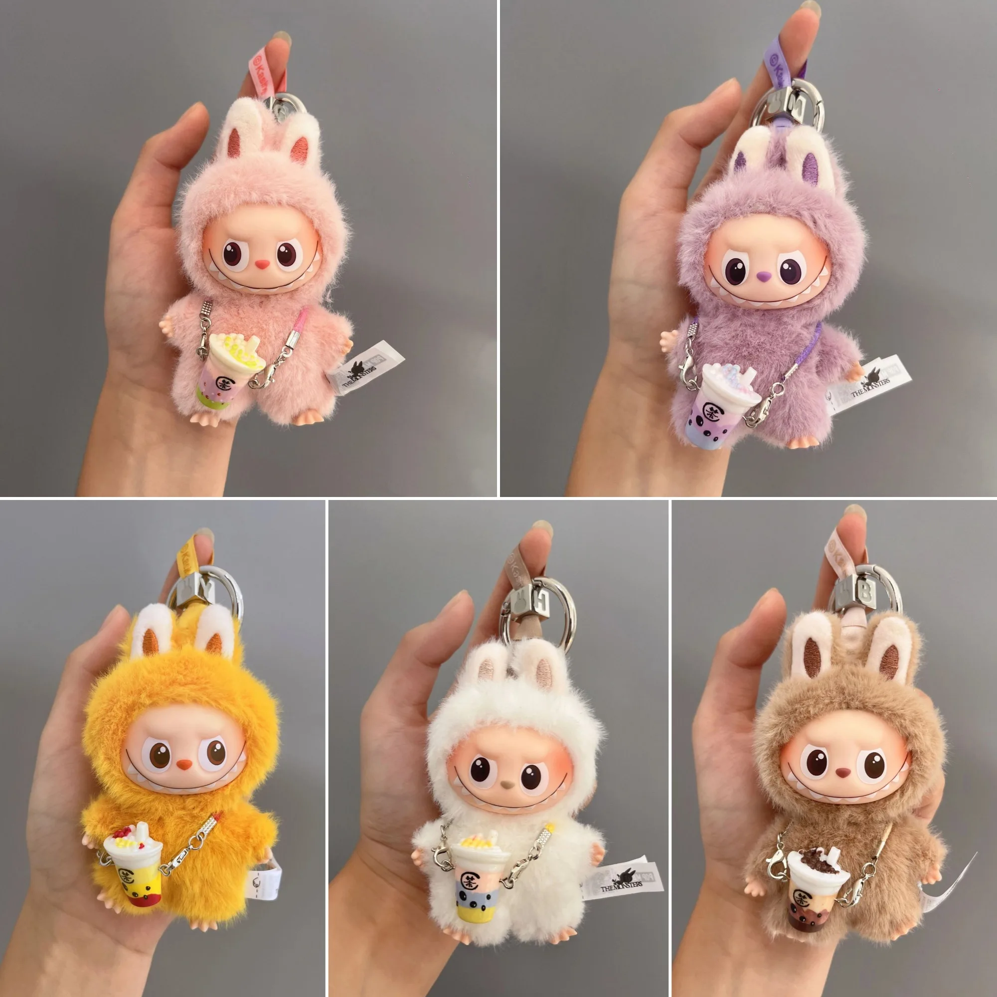 Mini Version 10cm Labubu 4th Gen Sitting Party Plush Doll Milk Tea Pendant Small Crossbody Bag Accessories Multiple Styles