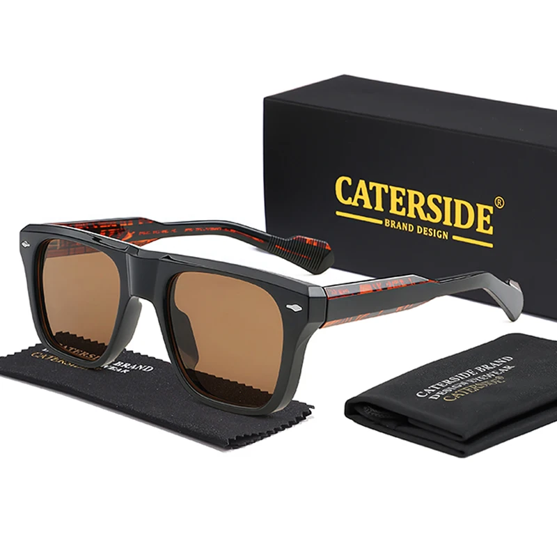 CATERSIDE Retro Sunglasses Men's Large Frame Propionic Core Insert Temple Sun Glasses Women's Party Outdoor Travel Eyewear