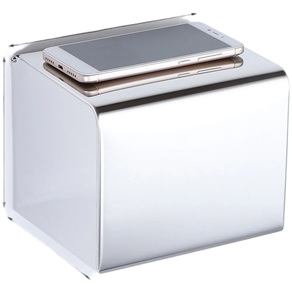 Toilet Paper Holder Stainless Steel for Humid Bathrooms No Drill Mounting Options Roll or Folded Paper Support
