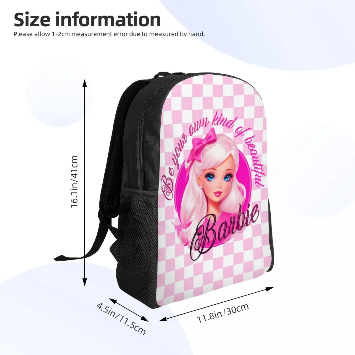 Custom 3D Print Barbie Girl Backpacks for Girls Boys Cute College School Travel Bags Women Men Bookbag Fits 15 Inch Laptop