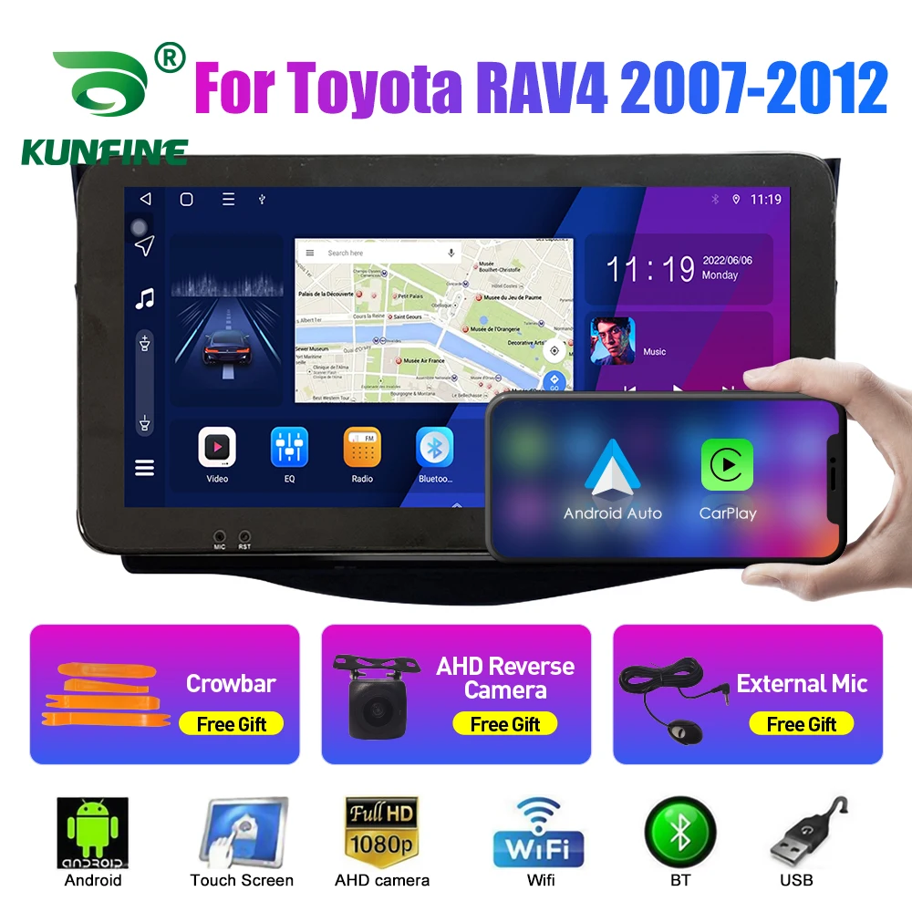 

10,33 "автомобильный радиоприемник для Toyota RAV4 2007-12 Android автомобильная стерео DVD GPS-навигационный плеер сенсорный экран Carplay Android Auto QLED