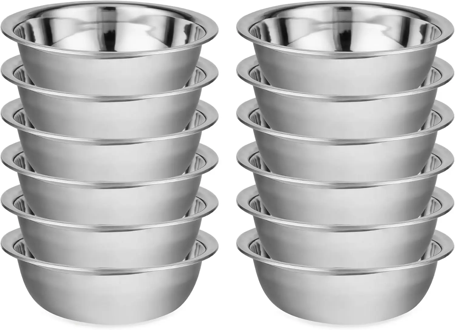 12 Pack 11 x 3 Inch Stainless Steel Mixing Bowls for Bulk Food Prep with Nesting Design for Hotel Restaurant and Home Kitchen