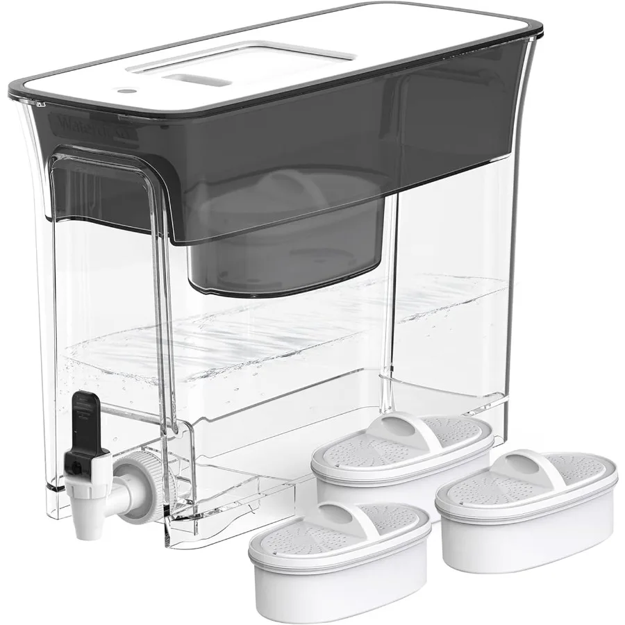 

Тонкий диспенсер для фильтров для воды на 35 чашек, кувшин для фильтра для воды большой емкости, 200 галлонов, длительный срок службы, срок службы 5X, снижает хлор PFOA P