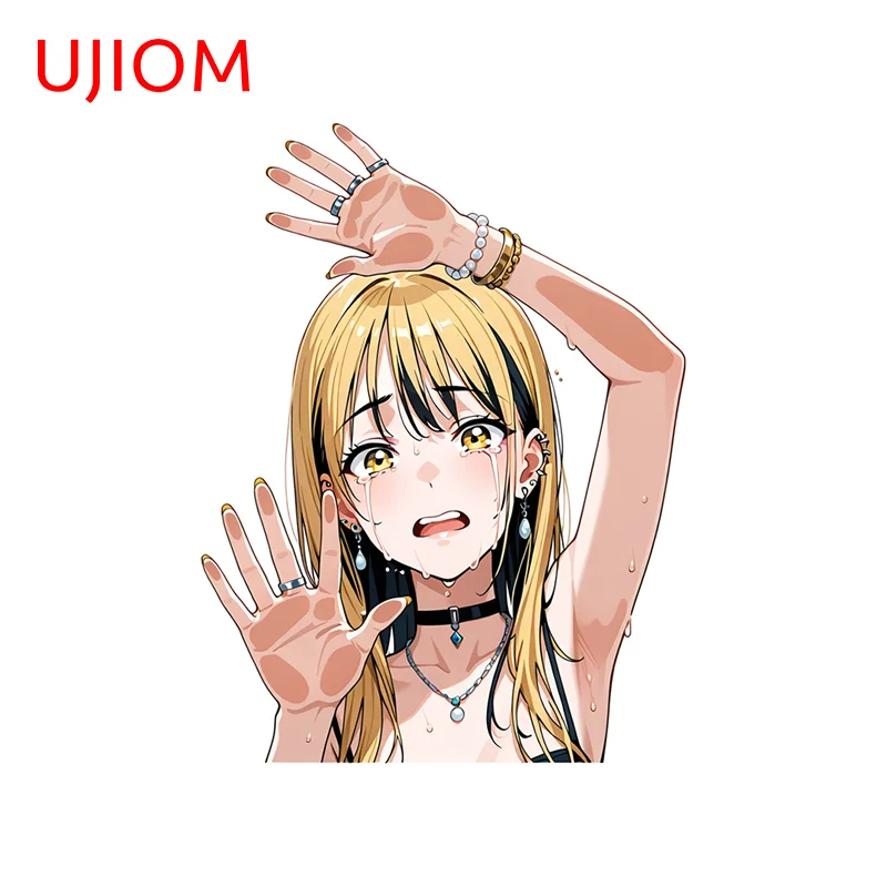 UJIOM Anime Girl Wall Sticker Creative Half Body Design Vinyl Decal Trendy Suitable For Computer Cooler Windows Glass Decoration