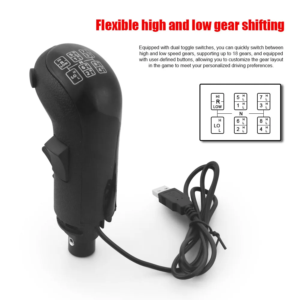 Left Hand USB Truck Simulator Shifter Knob Compatible with Logitech G923 G29 G27 G25 TH8A ETS2 & ATS Euro Truck Simulation High