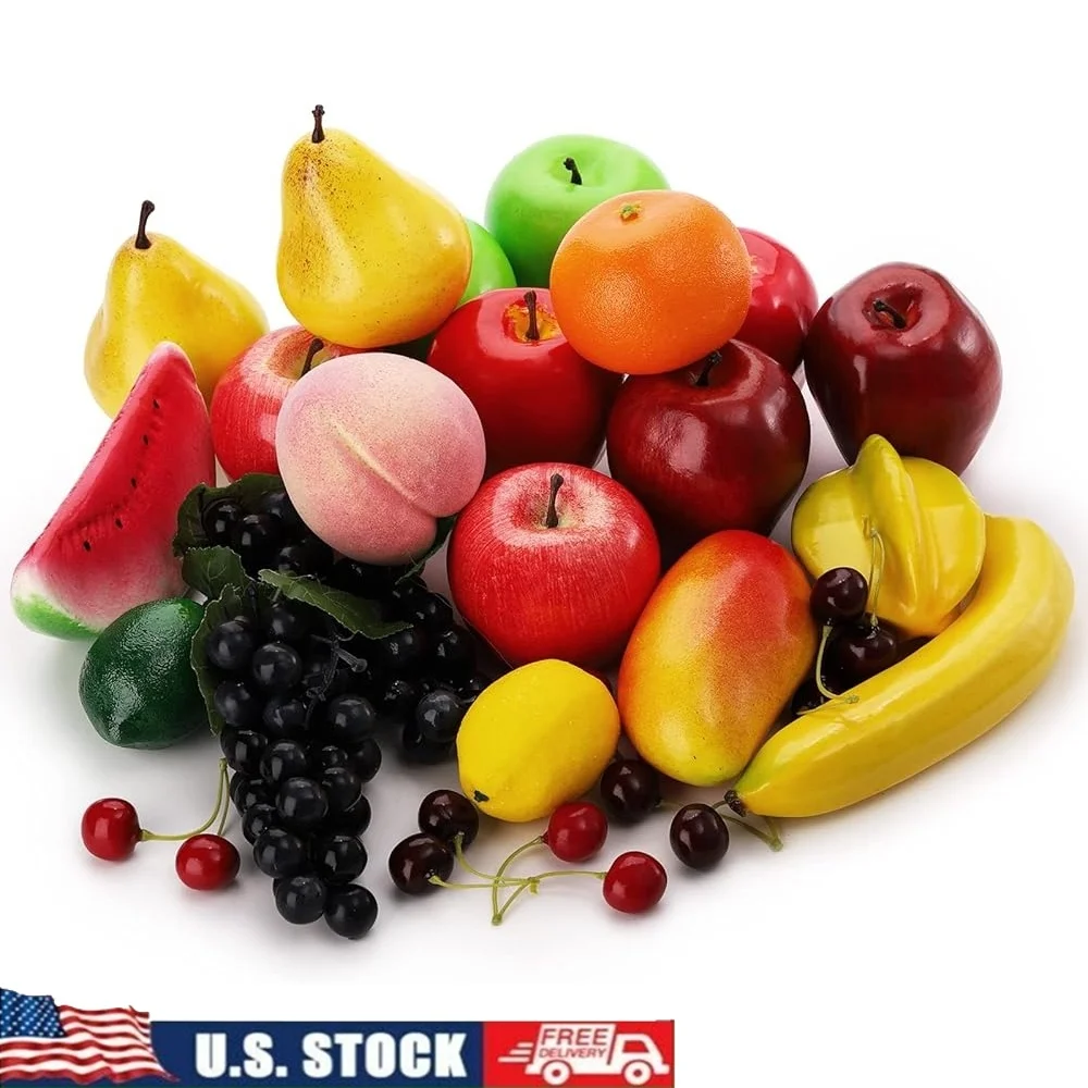 

28 Pcs Artificial Fruit Set Lifelike Fake Fruit Decor Home Party Christmas Decoration Photography Props Assorted Fruits