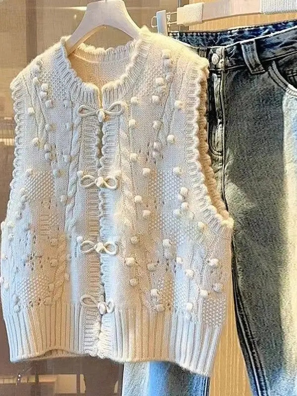 

Новый китайский вязаный свитер, жилет, женская верхняя одежда, осенне-зимняя многослойная маленькая верхняя одежда с эффектом Fraance Wind