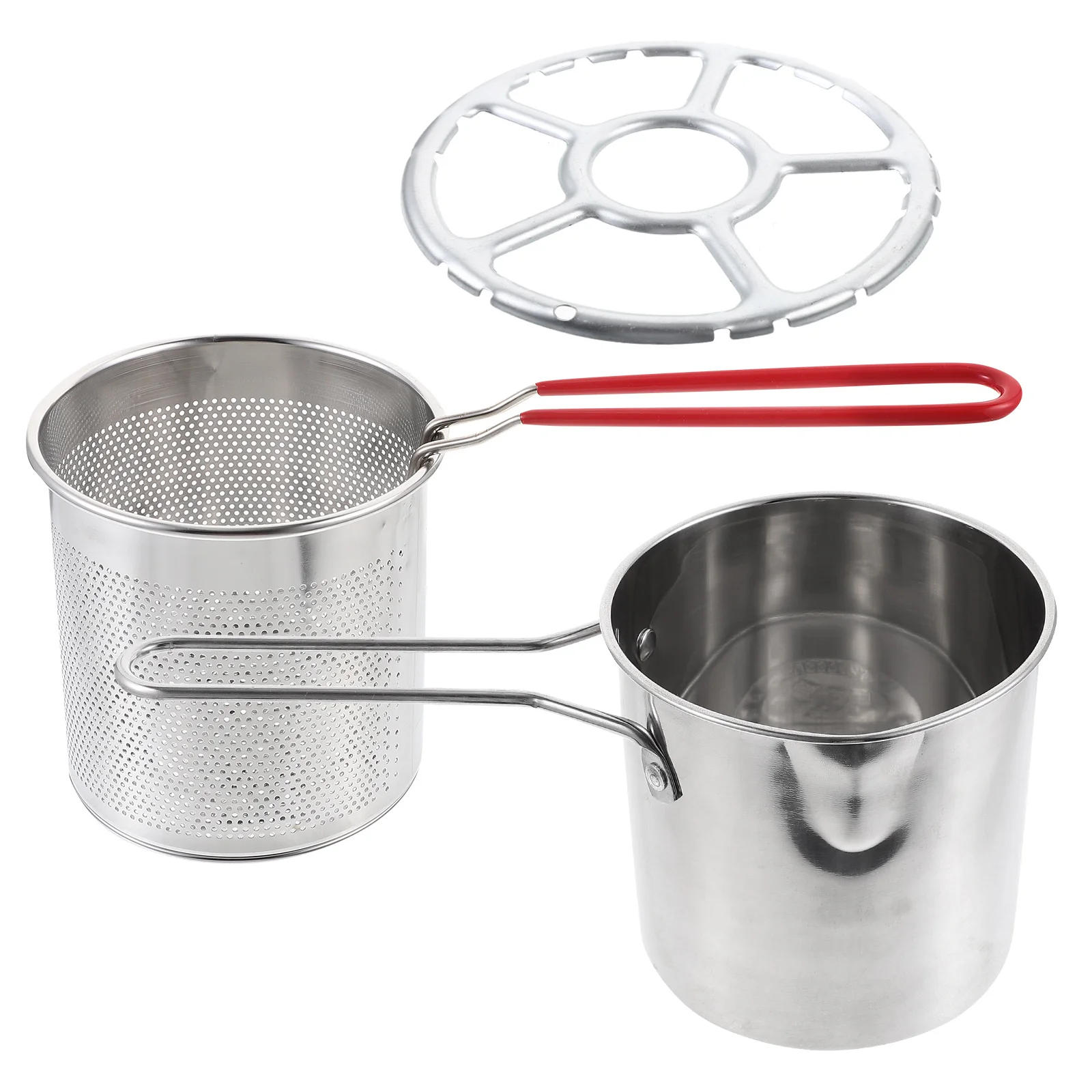 

1Set Stainless Steel Fry Basket Frying Pot Mini Frying Kit Non-Slip Handle Kitchen Deep Fry Basket for Chicken Vegetables Snacks