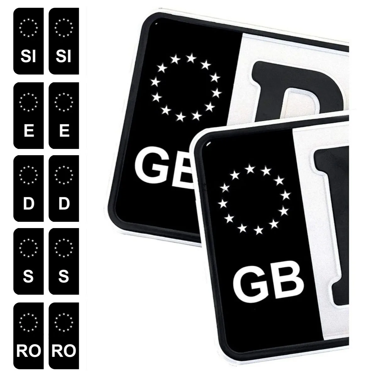 2Pcs Number Plate Black Sticker D E GB NL PL DK CZ SK EU Field Film Trailer Caravan Bus Fits All Standard Sized Vinyl Decals