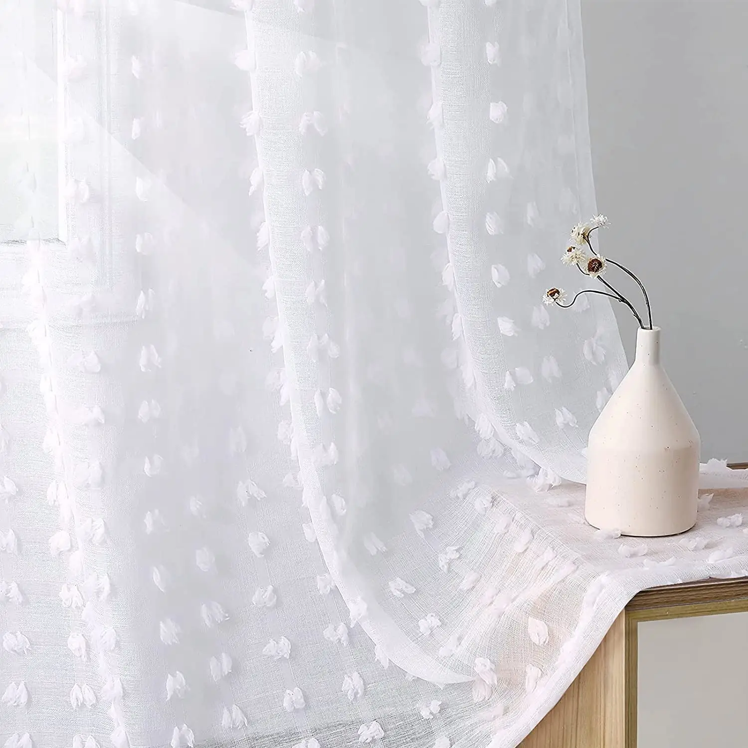 Modern White Semi Sheer Curtains For Living Room Bedroom White Textured Curtains Window Cortina Kitchen Door Cute Voile Drapes