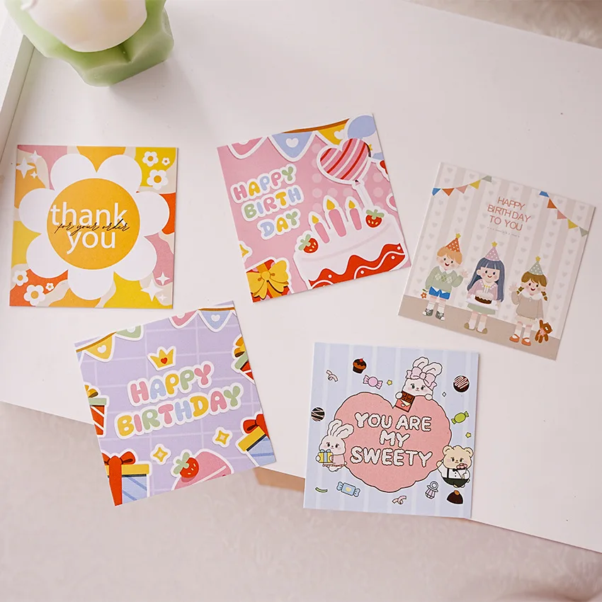 50pcs/set Cute Happy Birthday Cards New Note Message Cards Bouquet Gifts Party Supplies For Birthday Party Favors Kids Boy Girl