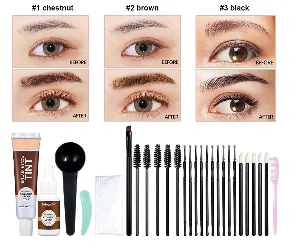 Professional Eyelashes And Eyebrow Tint Dye Kit Waterproof Long-lasting Semi-permanent Brow Lift - Easy To Use Eyebrow Dye