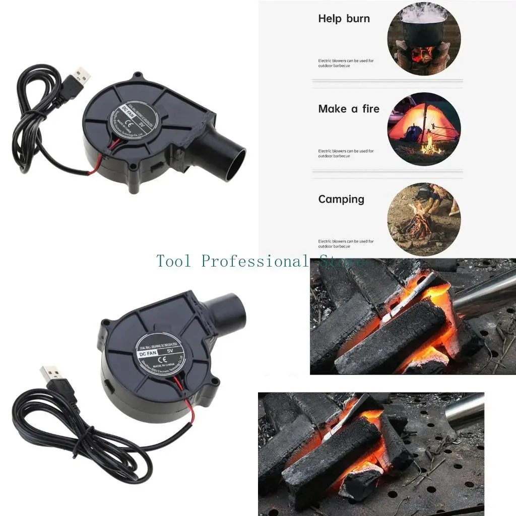57QF USB مروحة الشواء المحمولة للتخييم النزهة الهواء توربو منفاخ ضوضاء منخفض