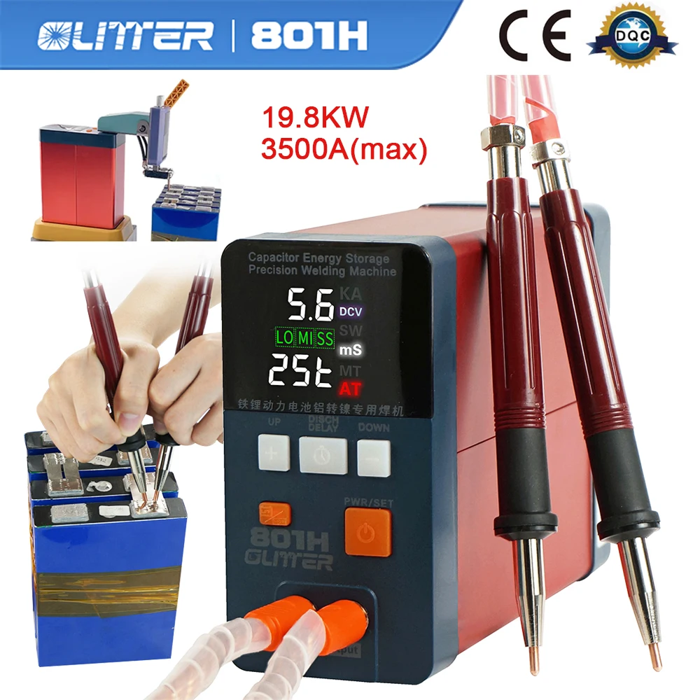 GLITTER 801H Spot Welder 19.8KW 3500A High Current Pulse Spot Welding Machine For Aluminum Nickel Lithium Iron Phosphate Battery