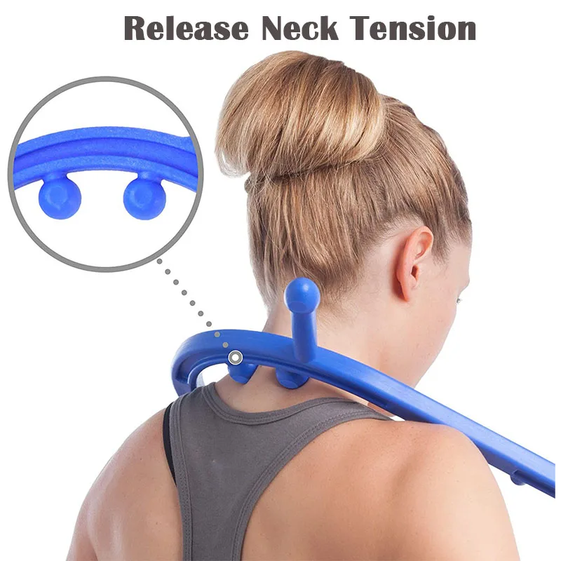 Back and Neck Massager Trigger Point Massage Tool Manual S-Shaped Hook Cane Therapy for Pain Relief Muscle Knot Remover