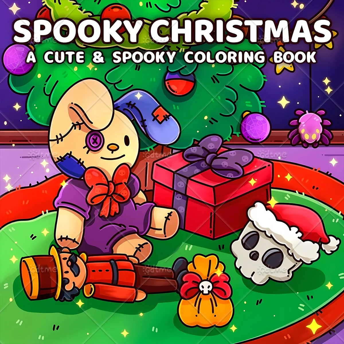Cute Spooky Christmas Coloring Book for Adults Creepy Goth Holiday Doodles Large Print Stress Relax Art Drawing Xmas Present