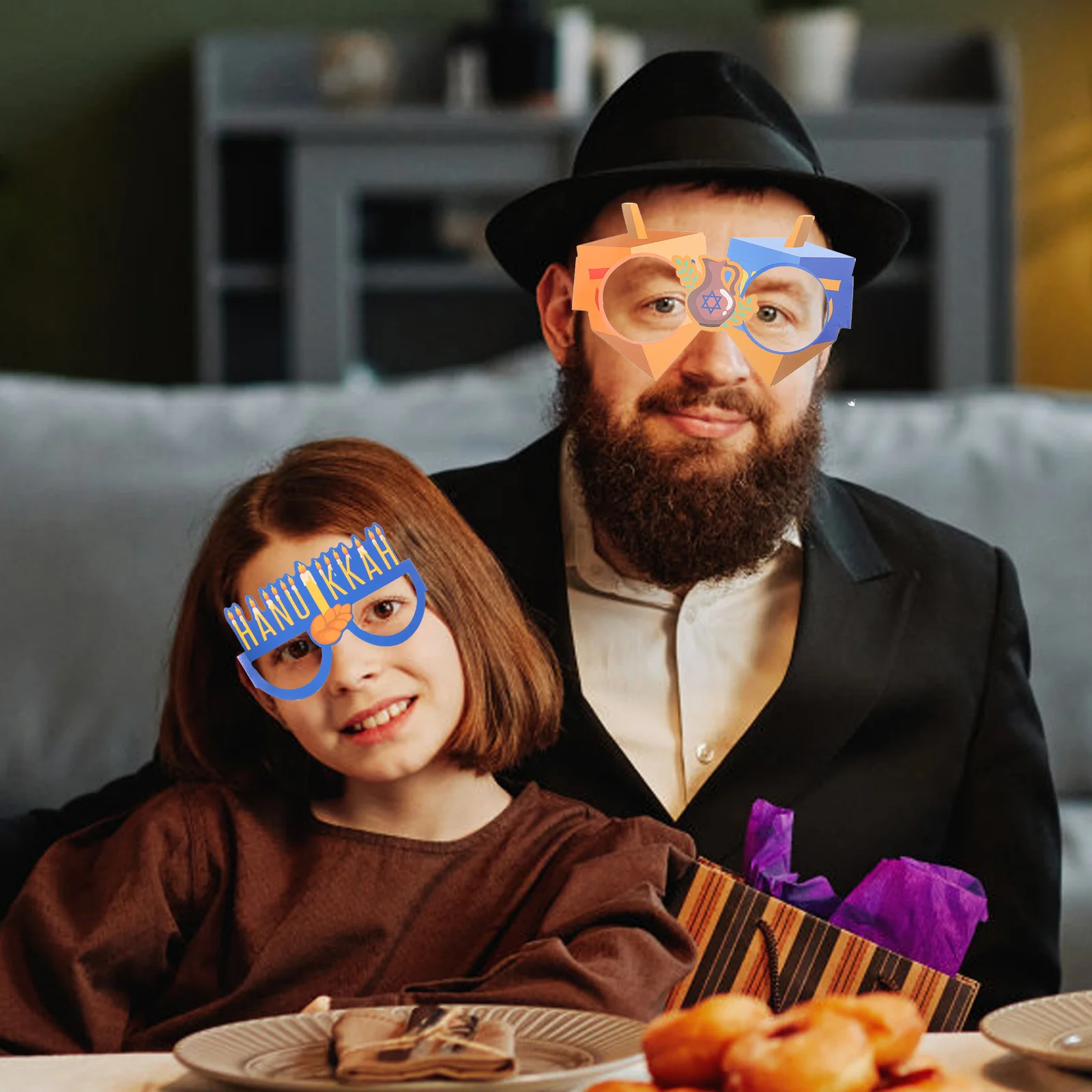 

8 Pcs Makeup Costume Props Hanukkah Glasses Decor Paper Decoration Eyeglasses Fancy