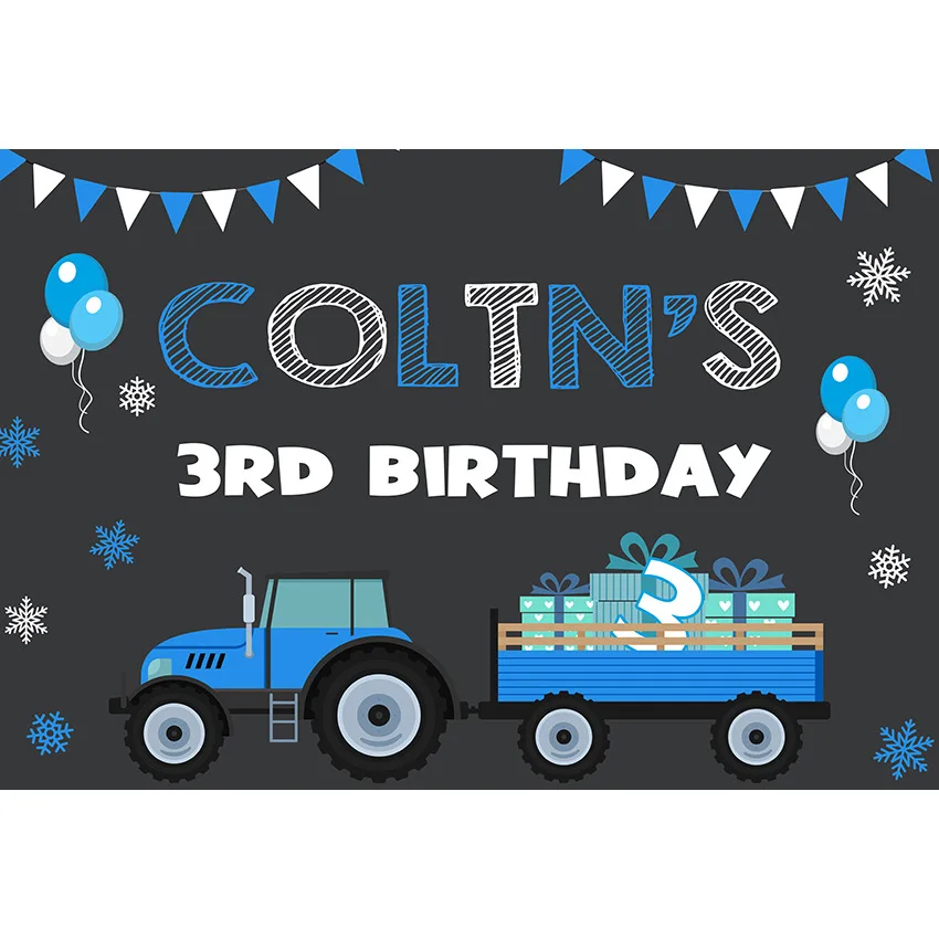 Mehofond جرار خلفية الأزرق الرمادي ندفة الثلج بالون خلفية صبي 3rd حفلة عيد ميلاد تخصيص التصوير ملصق Photophone