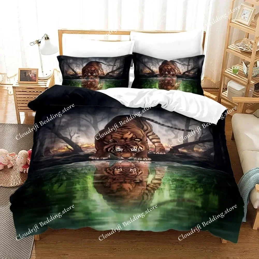 

3D Print Anime Monster Bedding Set Single Twin Full Queen King Size Animal Tag Lion Wolf Bed Set Adult Bedroom Duvetcover Set026