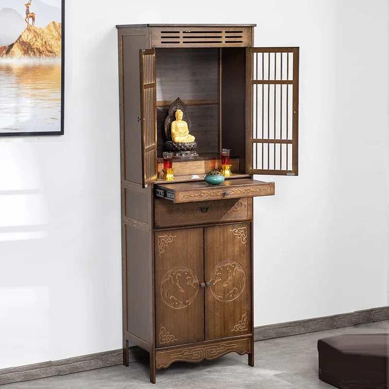 Buddha shrine offering table Buddha statue  solid wood standing cabinet  cabinet shrine household