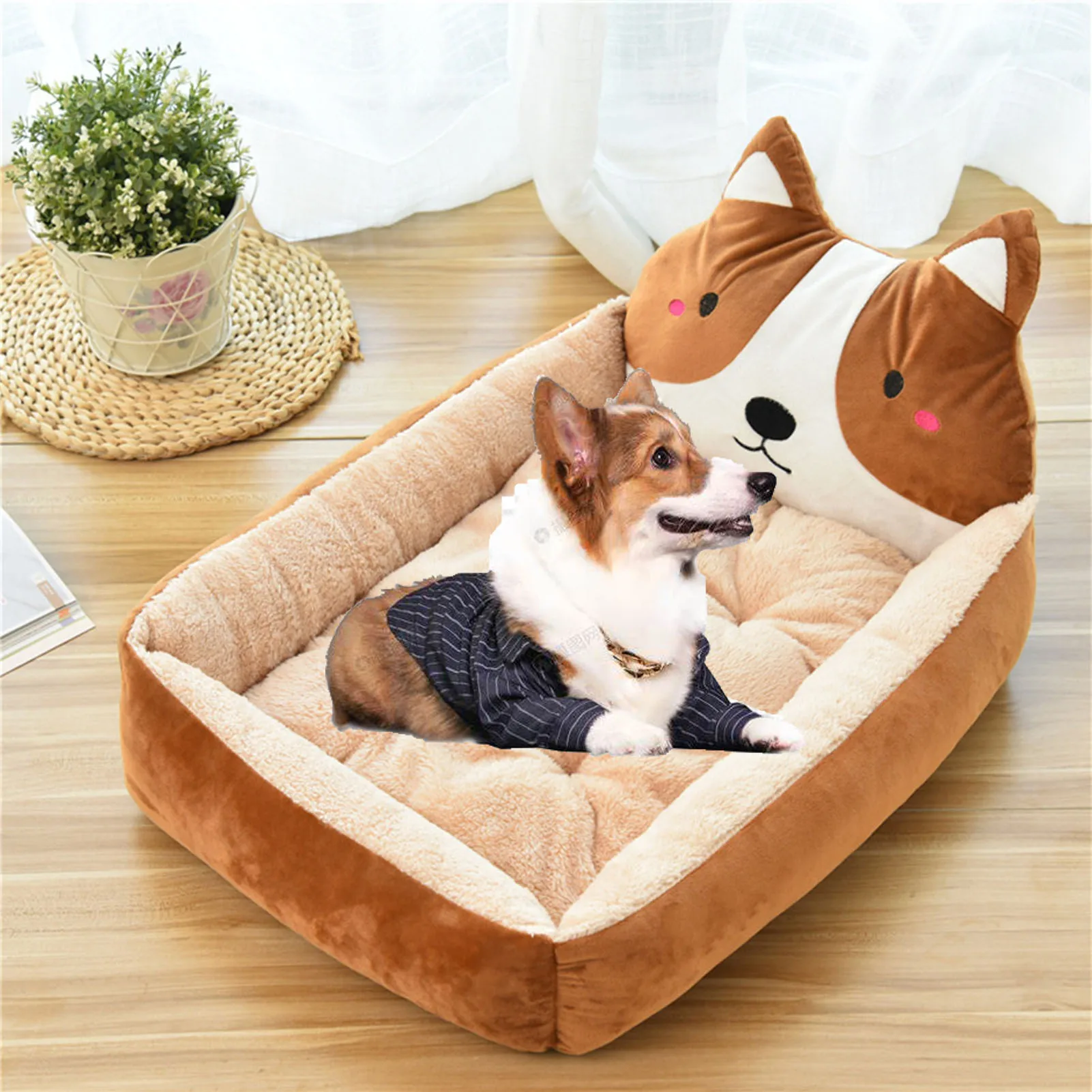 Dog Bed Cartoon Shaped Mat Lounger Sofa Detachable Pet Bed Dog Pad Kennels All Seasons Big Basket Mattress кровать