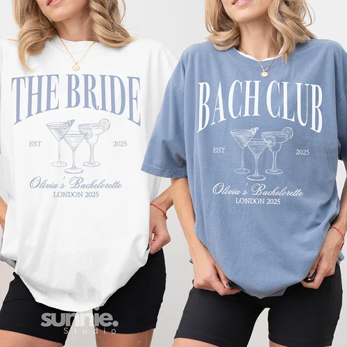 Imagen 2 del producto Camiseta The Bach Club Hen Do, camiseta de cóctel para despedida de soltera, divertidas camisas cómodas de algodón Y2K, ropa de calle de moda diaria