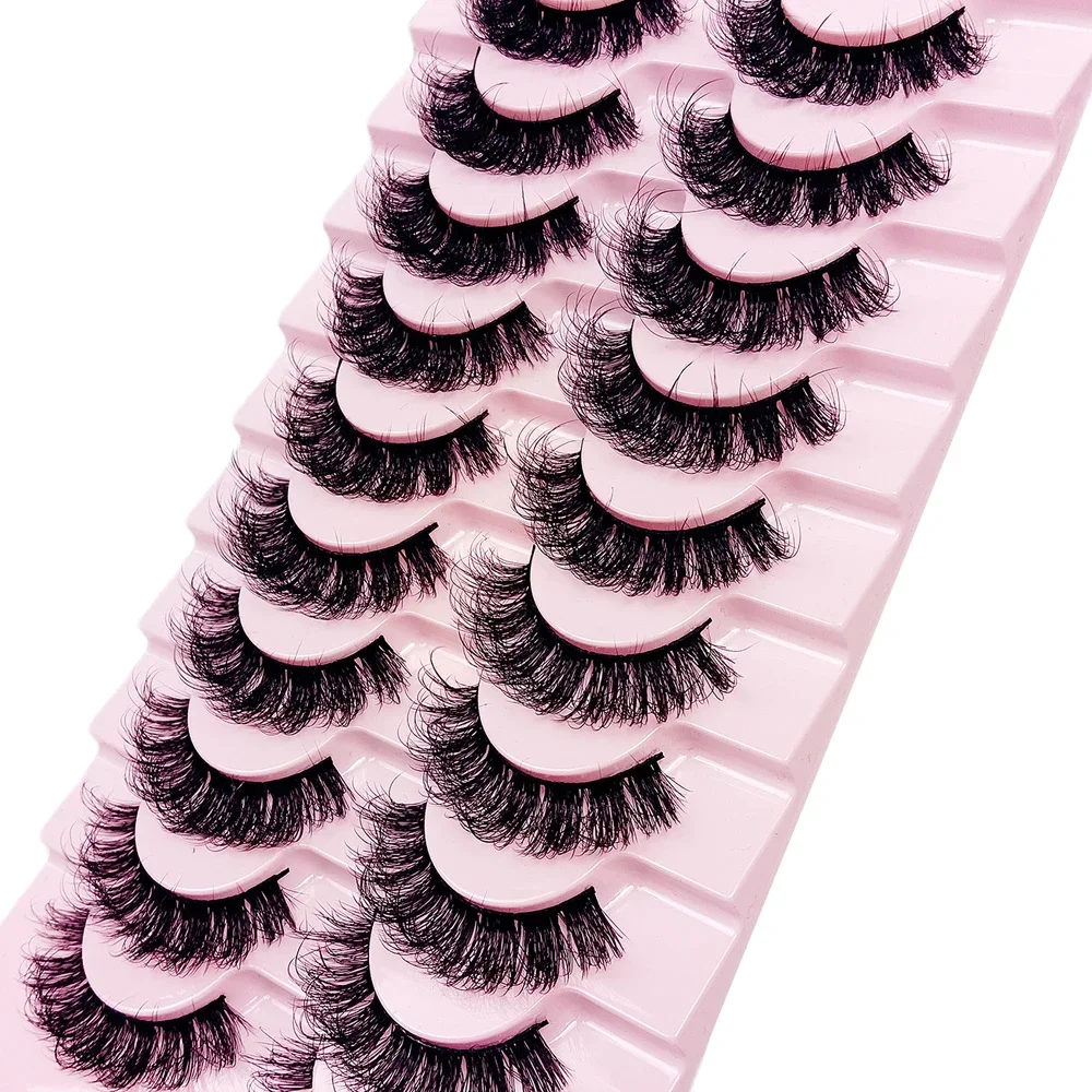 10 Pairs DD Curl Russian Lashes , Voluminous Fluffy Fake Eyelashes, Natural Long Soft Wispy Messy Dramatic False Eyelashes