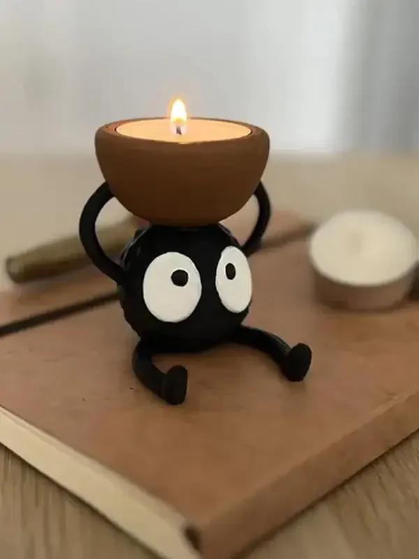 Cute Candlestick Holder Tea Light Candle Holder Briquette 3D Printed Candlestick Stand Cute Candle Holder for Bedroom Room Decor