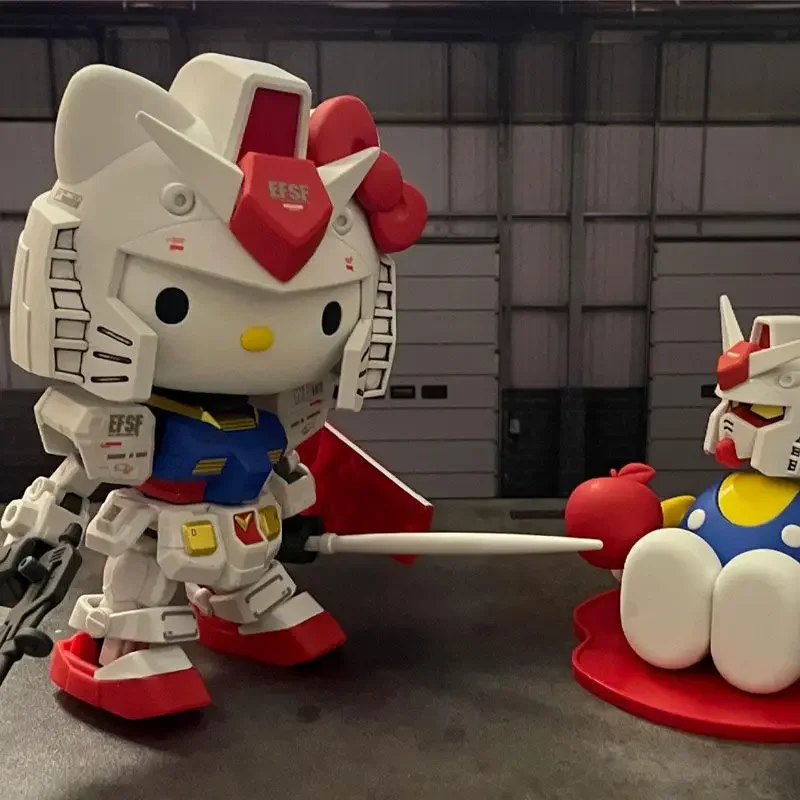 Hello Kitty Ganso RX-78-2SD Mech Assembly Model Kits Action Figures Desktop Decoration Doll Boy Puzzle Toy Gift Collectible