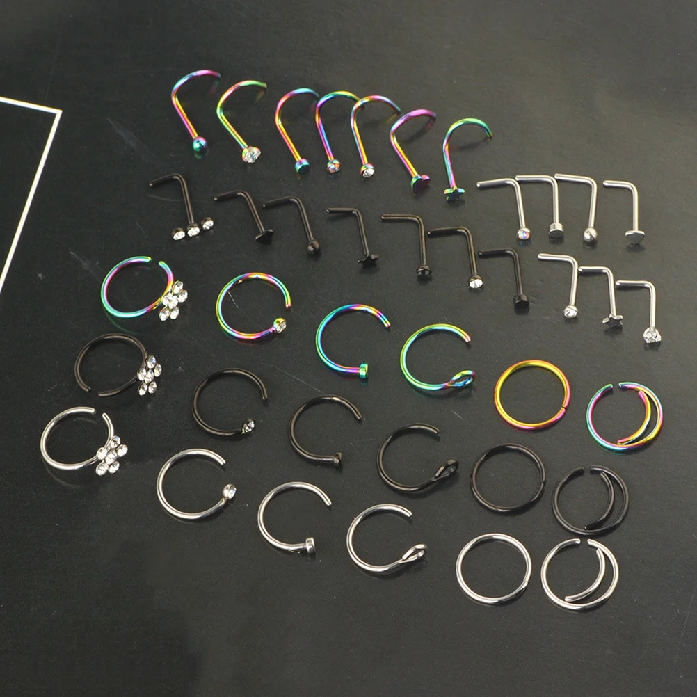 

1Set Premium Stainless Steel Nose Rings Jewelry Lightweight Smooth Shiny Earrings Hoops for Women Men Daily Outfit Party