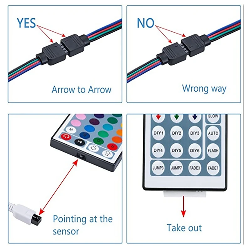 10 Meter Led Strip Light 3528 RGB Waterproof Remote Controller 44 Keys Plate Color Random