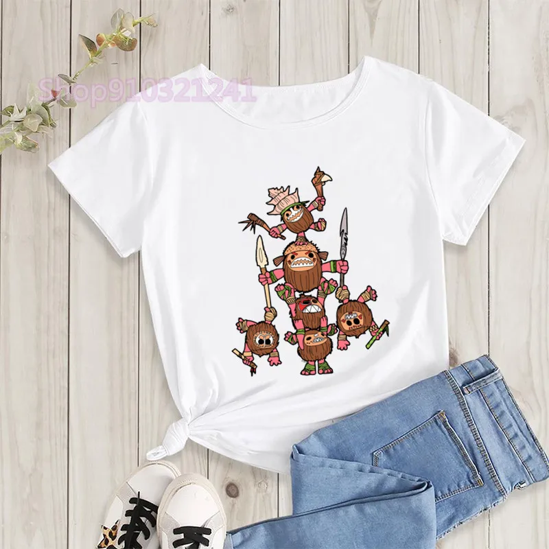 Kawaii śmieszna koszulka Moana damska Harajuku Streetwear śliczna księżniczka Tshirt z grafiką T-shirt z motywem zwierzęcym kreskówka koszulki