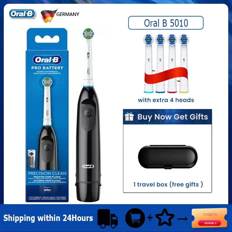 Oral B-cepillo de dientes eléctrico sónico Original, con batería, 2D, giratorio, para el cuidado bucal, con cabezales reemplazables