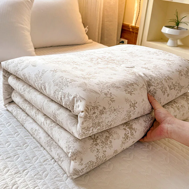 

Luxury Knitted Floral Summer Cool Quilt Soft Printed Thin Comforter for Good Sleep Single Double Size Breathable Home Textile